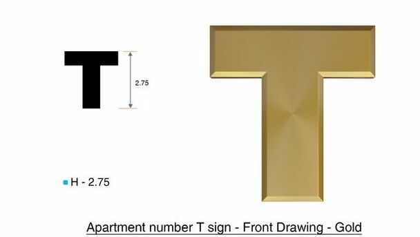 1 PCS – Apartment Number Sign/Mailbox Number Sign,Letter T (Gold,3D…ref0420