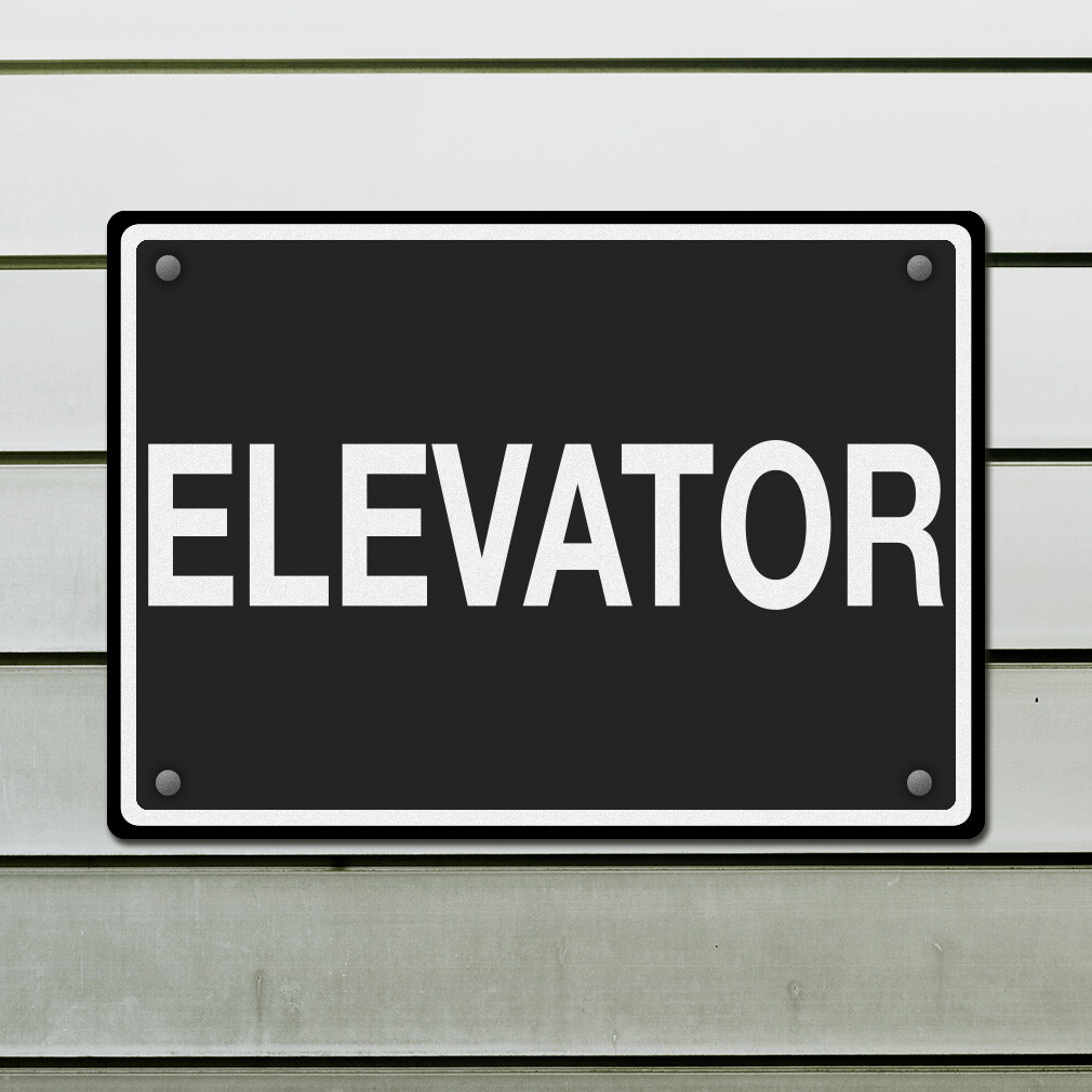 Horizontal Metal Sign Elevator Business Room Grey Weatherproof Street Signage