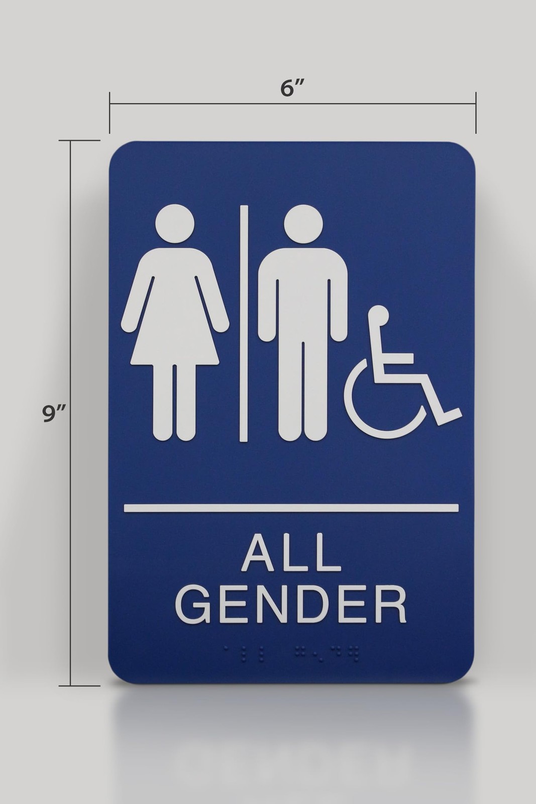 Headline Sign 9487 ADA Wheelchair Accessible All Gender Restroom Sign 6×9 Blue