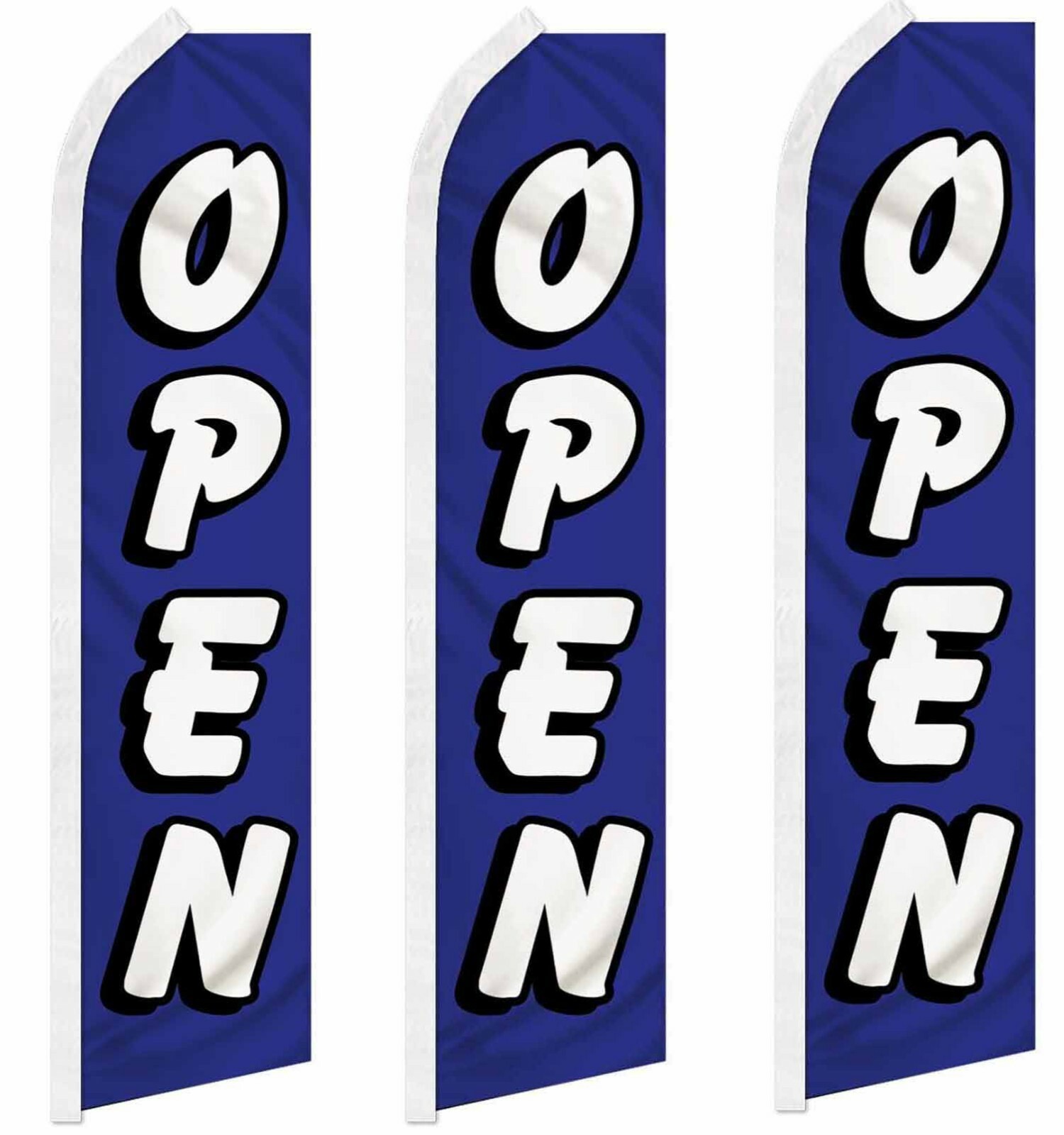 3 Pack Open Blue White 2.5&rsquo;x11.5&prime; Advertising Poly Swooper Feather Super Flag