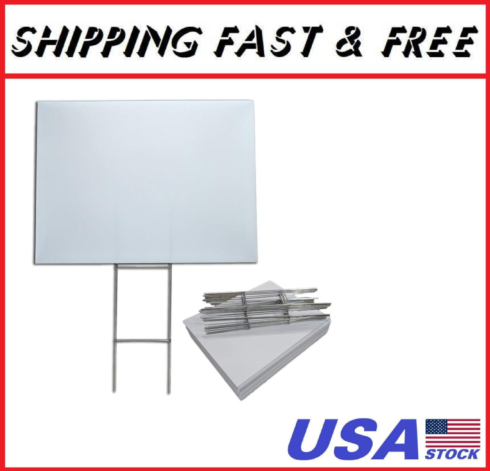 Visibility Signage Box of 25 Blank Yard Signs 18×24 with H-Stakes for Graduation
