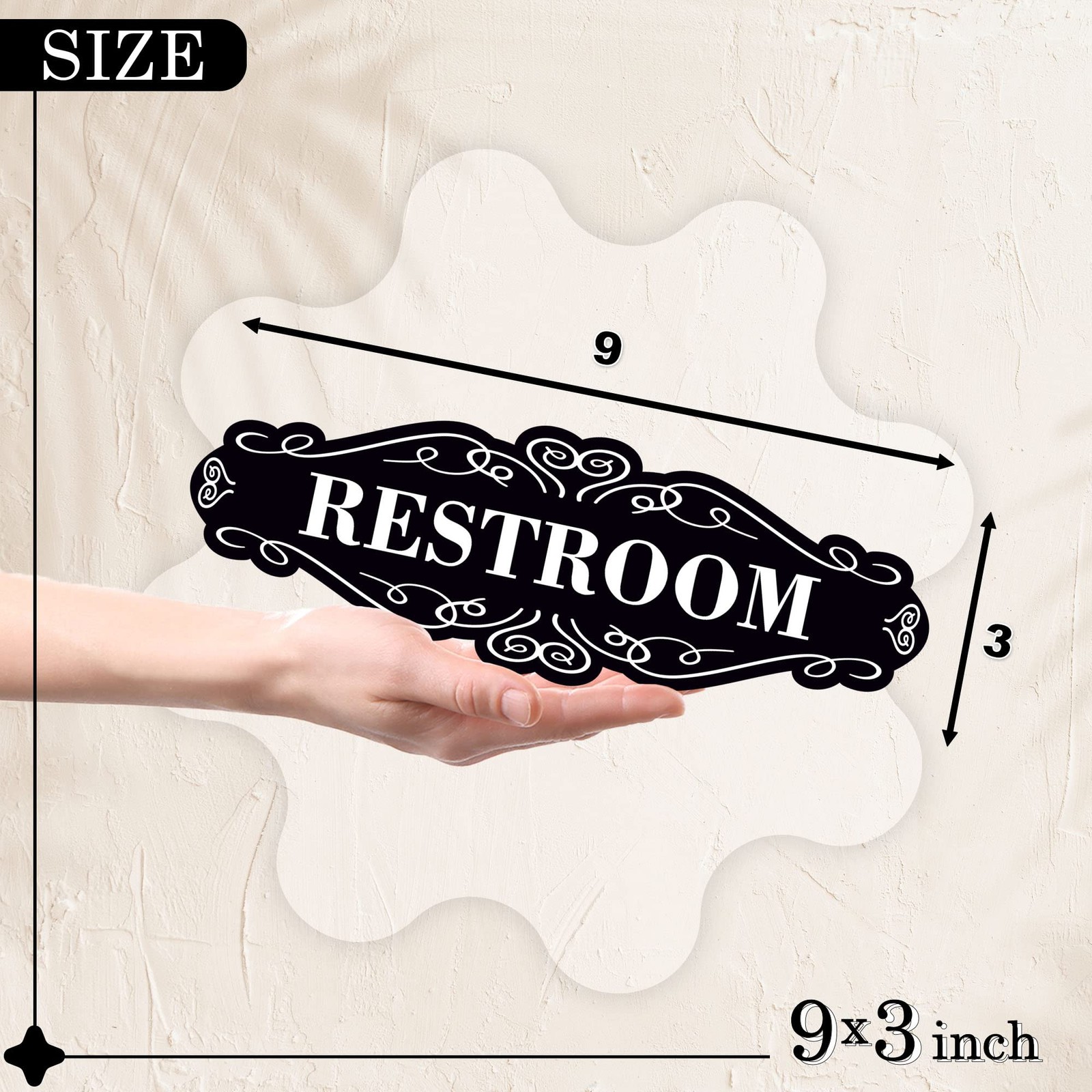 Restroom Sign for Door 9×3 Dibond Self-Adhesive Unisex Bathroom Sign Modern