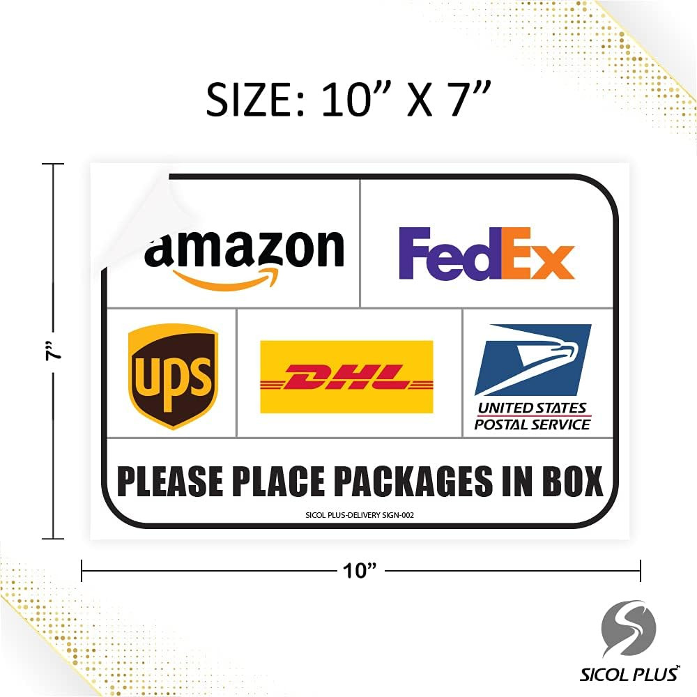Package Delivery Signs (02 pack) Package Delivery Stickers size 10 x 7 Inches Ov