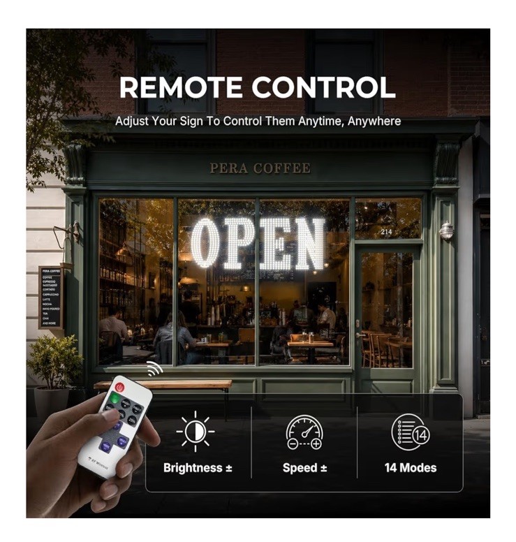 40&Prime;X 14&Prime; Large LED Open Sign with Remote Control High Bright Visibility Business