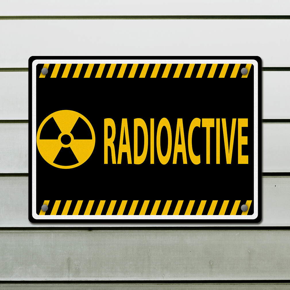 Horizontal Metal Sign Radioactive Black and Yellow Stripes Biohazard