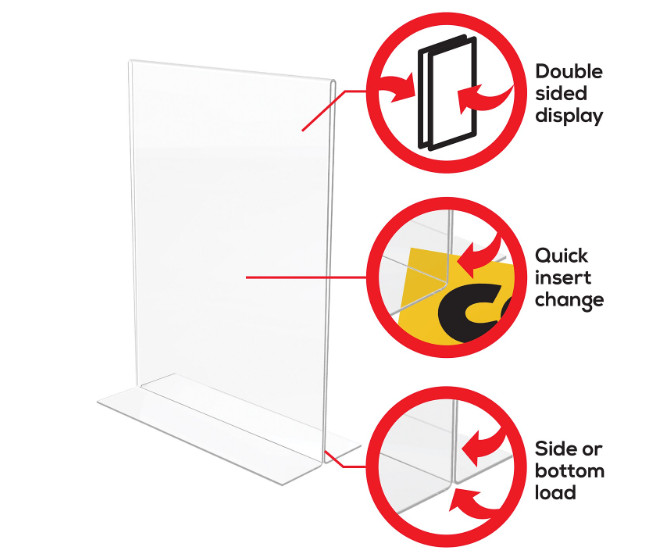 8.5&Prime; x 11&Prime; Clear Acrylic Slanted Sign Holder (Standard Letter Size)