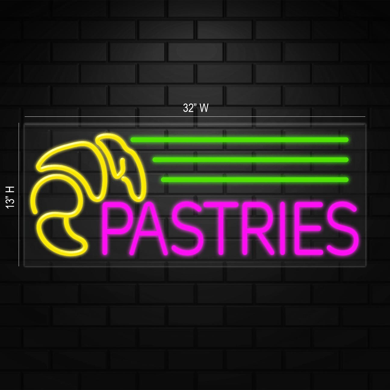 Pastries Sign for Business Displays | LED Flex Neon | 32&Prime;W x 13&Prime;H x 1&Prime;D