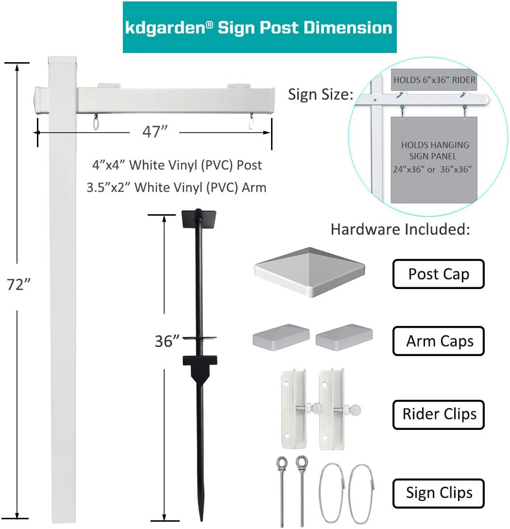 Durable 6-Ft Vinyl Real Estate Sign Post, 2-Pack for Open House & Sale