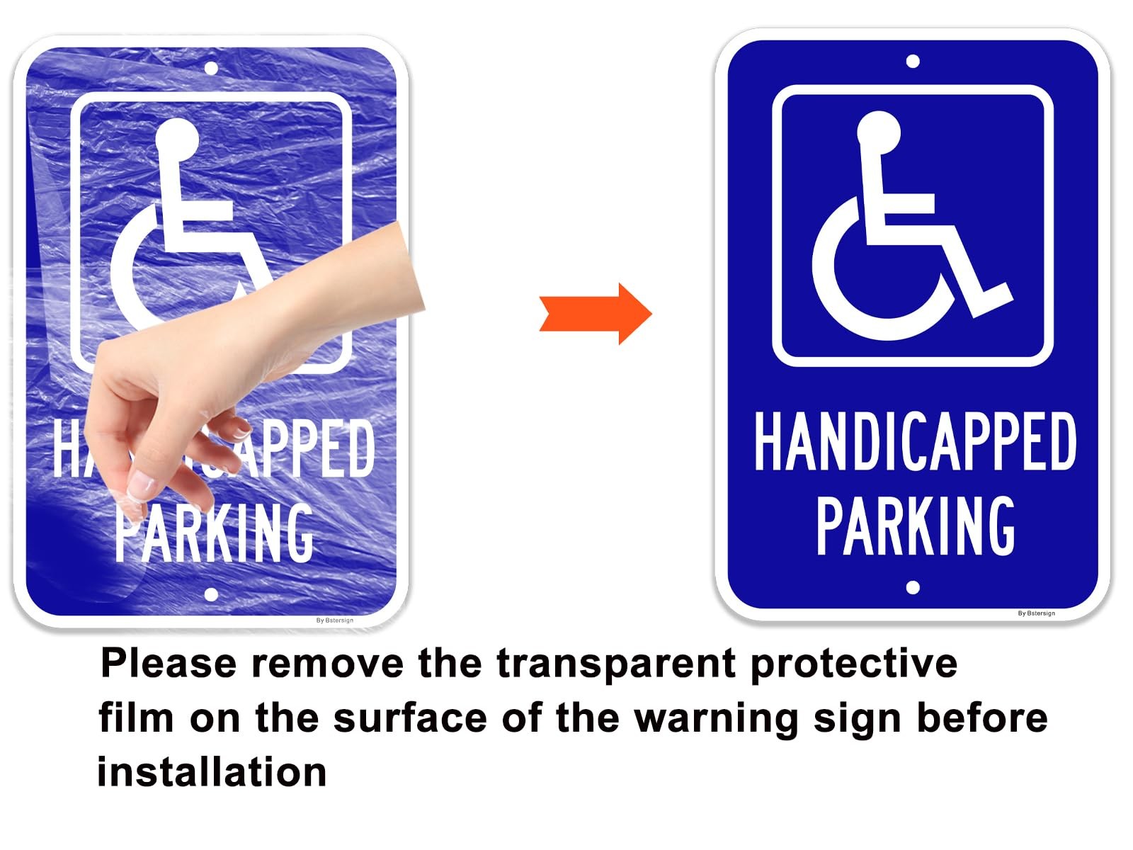 Handicap Parking Signs x 2 Pack, 12&Prime; x 18&Prime;, Reflective Aluminum, Waterproof.