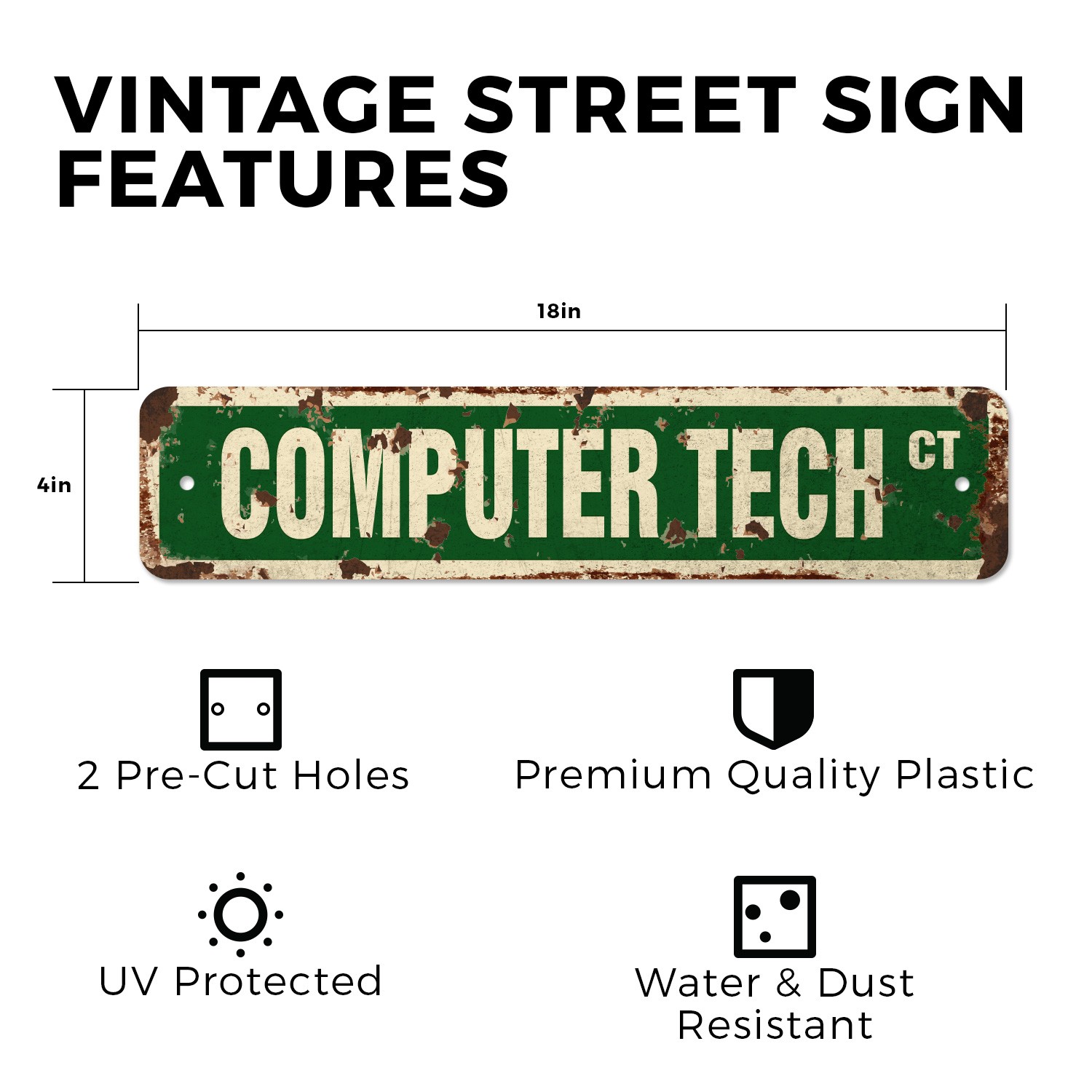 COMPUTER TECH Vintage Style Street Sign Metal Road Sign geek repair fix apple pc