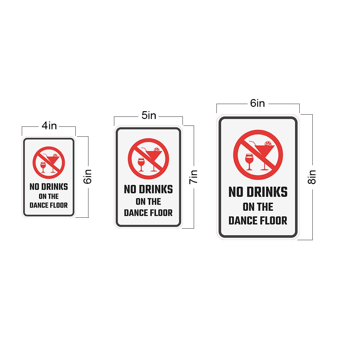 Portrait Round Plus No Drinks On the Dance Floor Wall or Door Sign