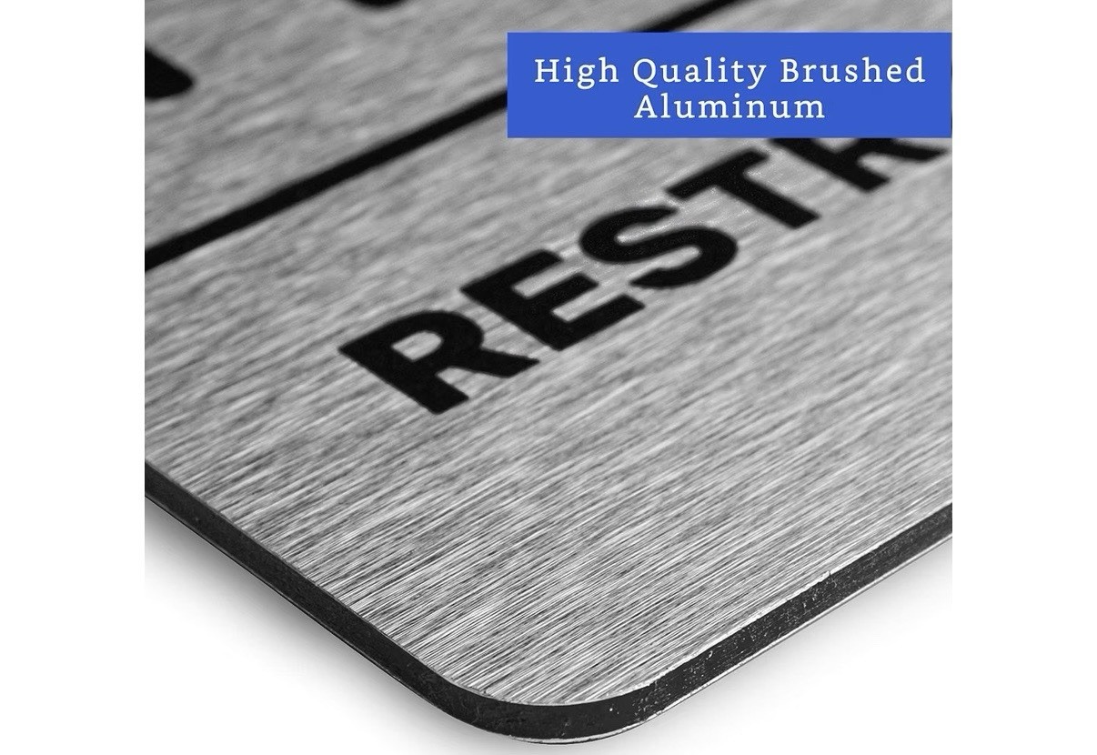 Unisex Restroom Sign with Braille, GDS Brushed Silver 8×6&Prime; ADA Compliant New