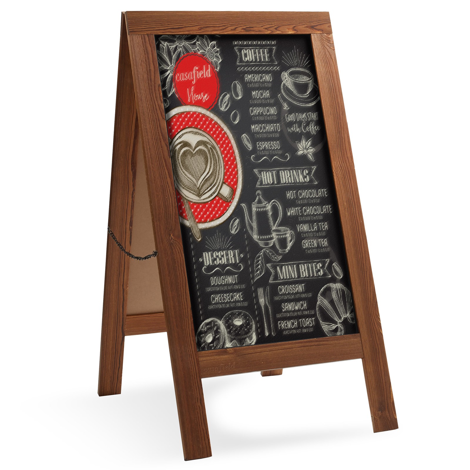 A Frame Chalkboard Sign, 40&Prime;x20&Prime; Double-Sided Magnetic Menu Board, Rustic Brown