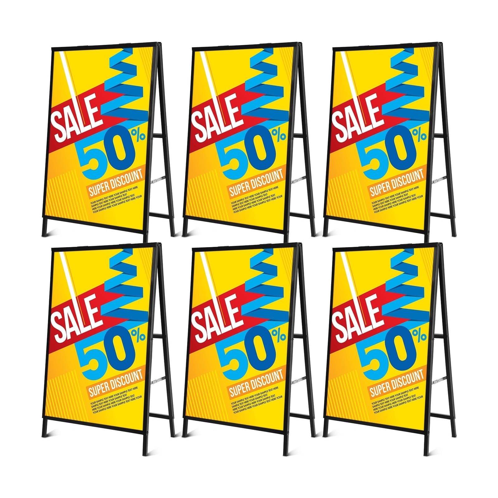 Kigley 6 Pcs A Frame Sign 24 x 36 Inch Folding Sidewalk Sign Sandwich Board S…