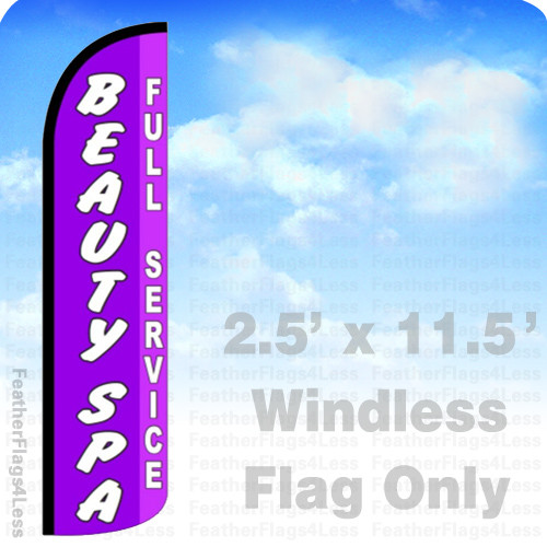 BEAUTY SPA FULL SERVICE – Windless Swooper Feather Flag 2.5×11.5 Banner Sign pz