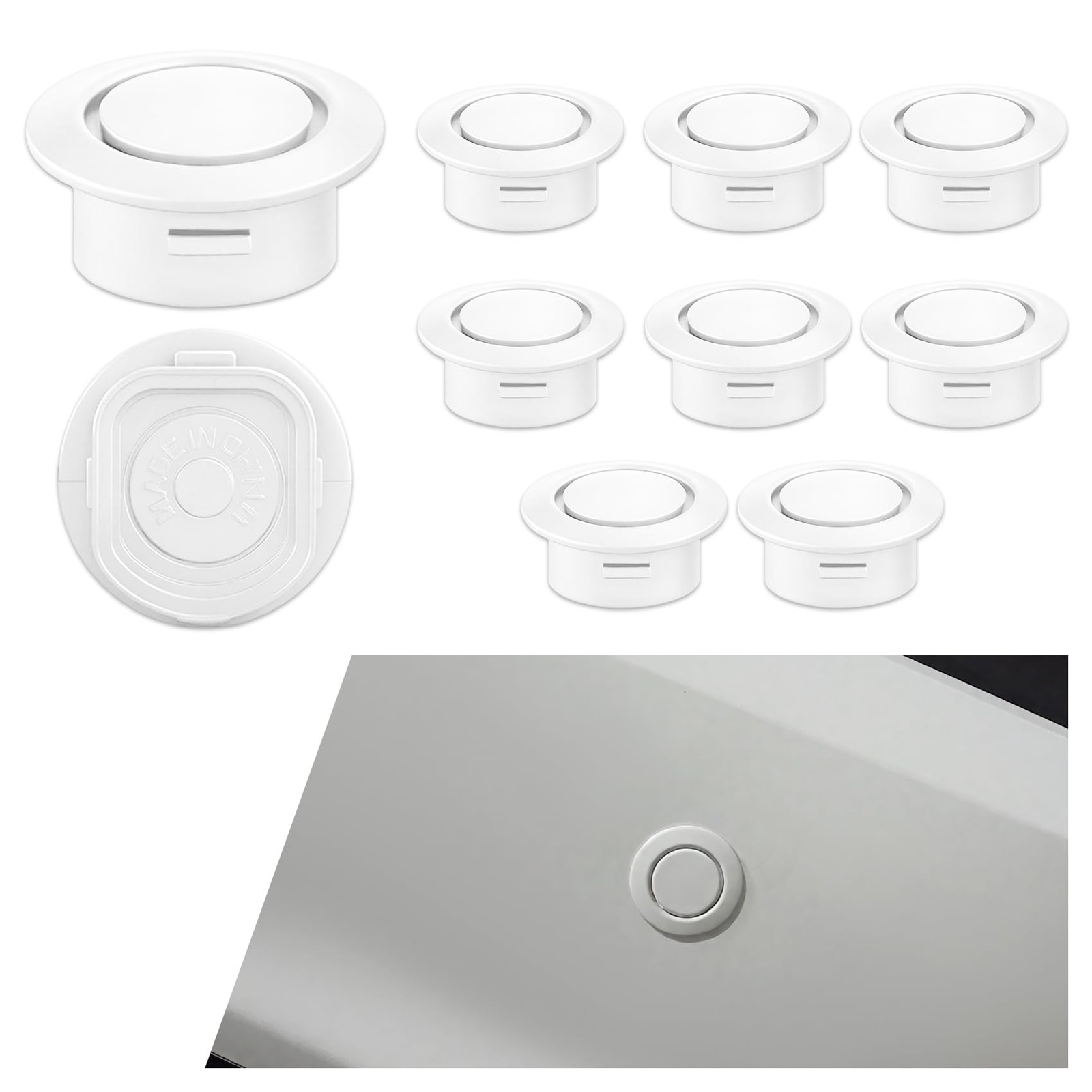 Surosha 10PCS Car Rear Bumper Plug for Radar 1.19*0.46*0.87 inches, White