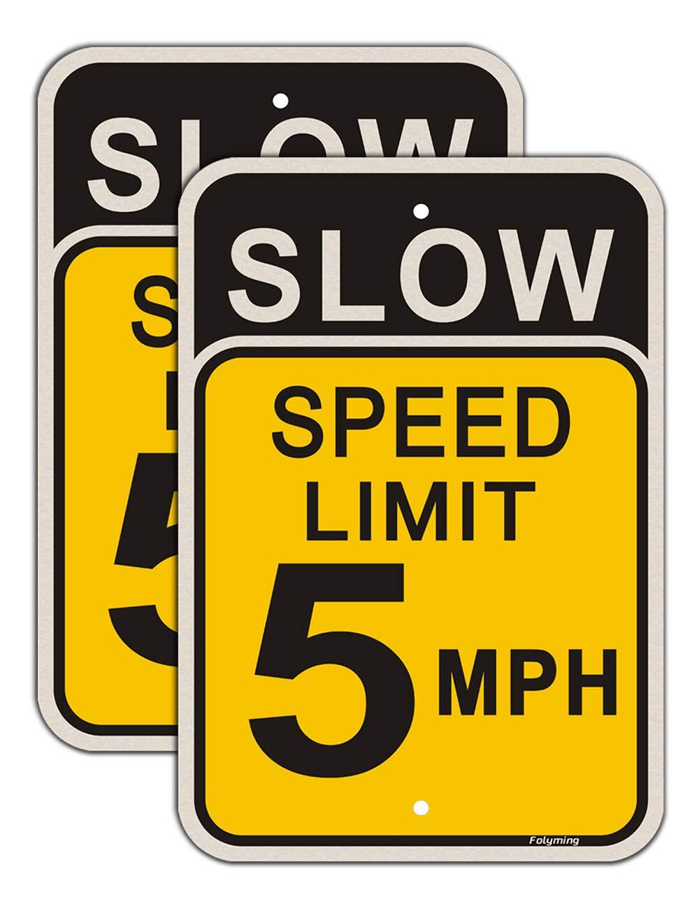 2-Pack 5 MPH Slow Speed Limit Reflective Signs 18×12” Rustproof Aluminum