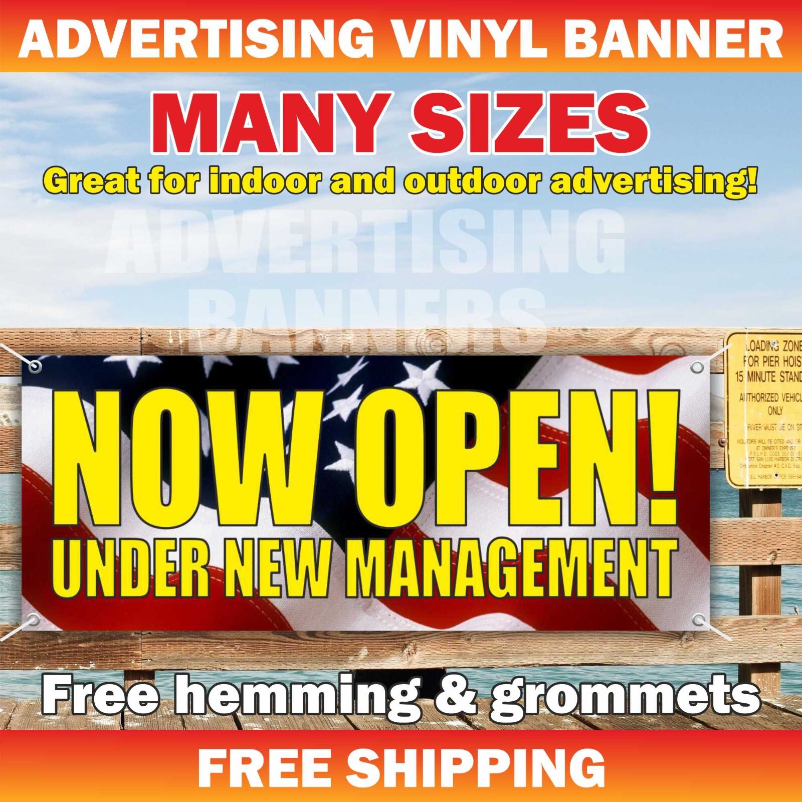 UNDER NEW MANAGEMENT Advertising Banner Vinyl Mesh Sign hiring wanted now open