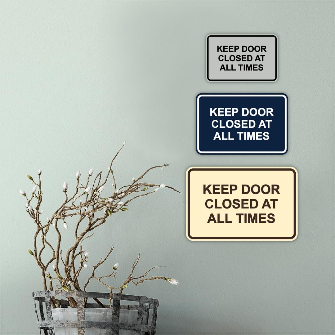 Classic Framed Keep Door Closed At All Times Sign Red – Small 2 Pack