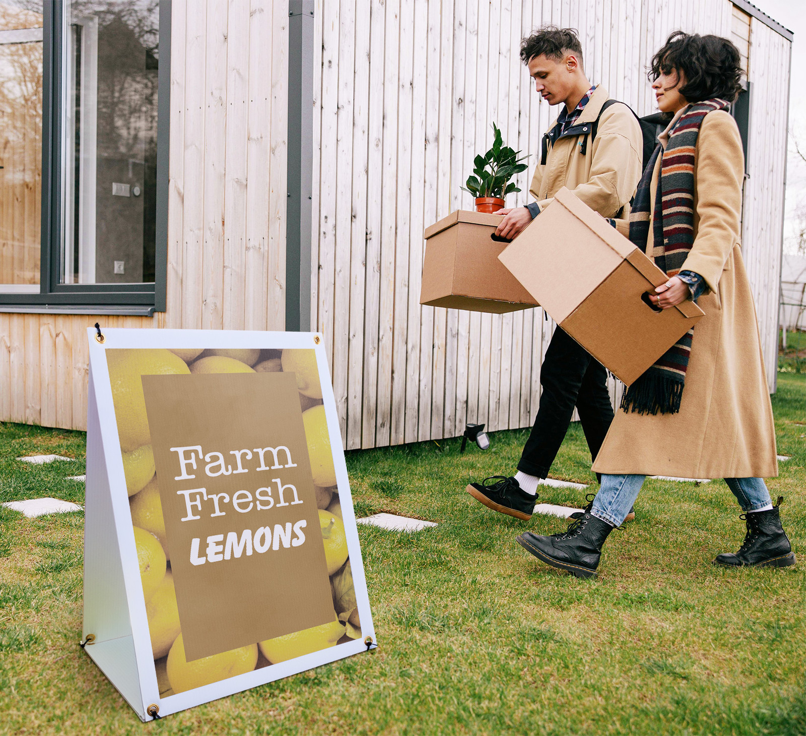Farm Fresh Lemons A-Frame Sidewalk Sign Fresh Citrus Local Grocers Farmers