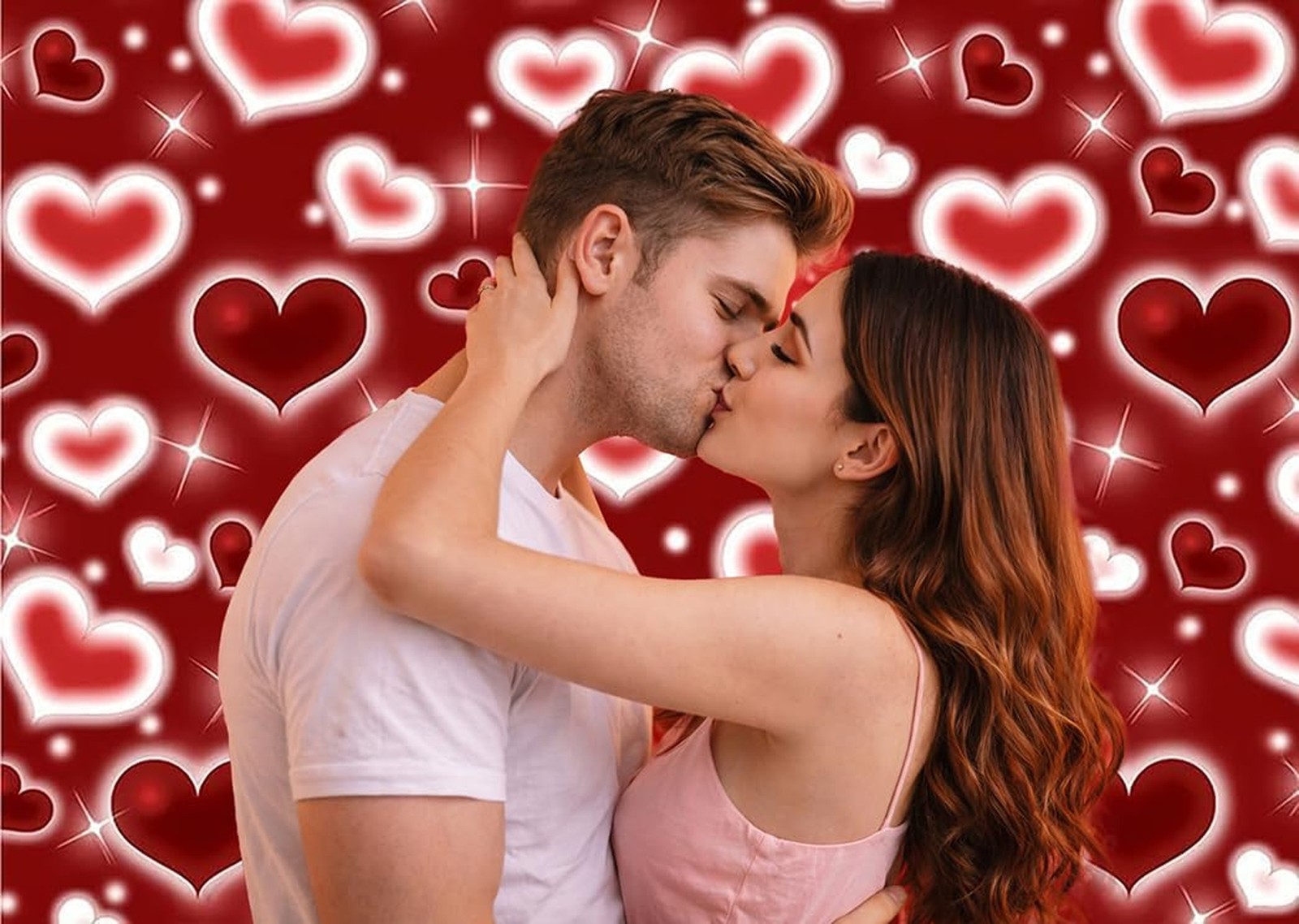 7×5ft Red Heart Backdrop Valentine’s Day Photography Background Roman