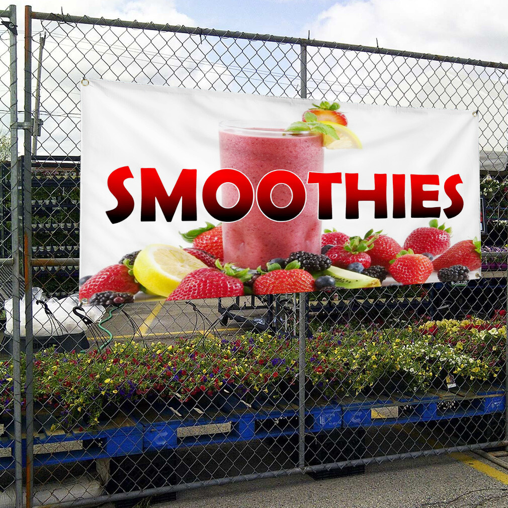 Vinyl Banner Multiple Sizes Smoothies with Background B Restaurant and Food
