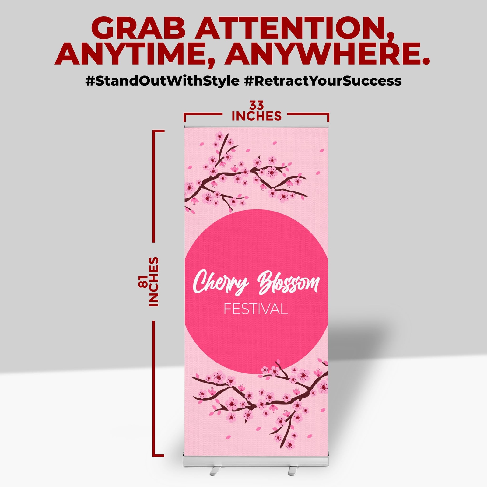 Festivals Sign Retractable Banner Stand | Backdrop Roll-up Banner Stand w/ Cover