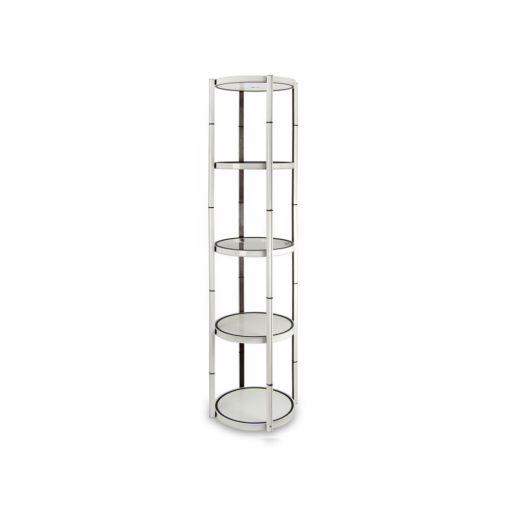 81.1in Round Twist Display Counter with Shelves Top Light Clear Magnetic Panels