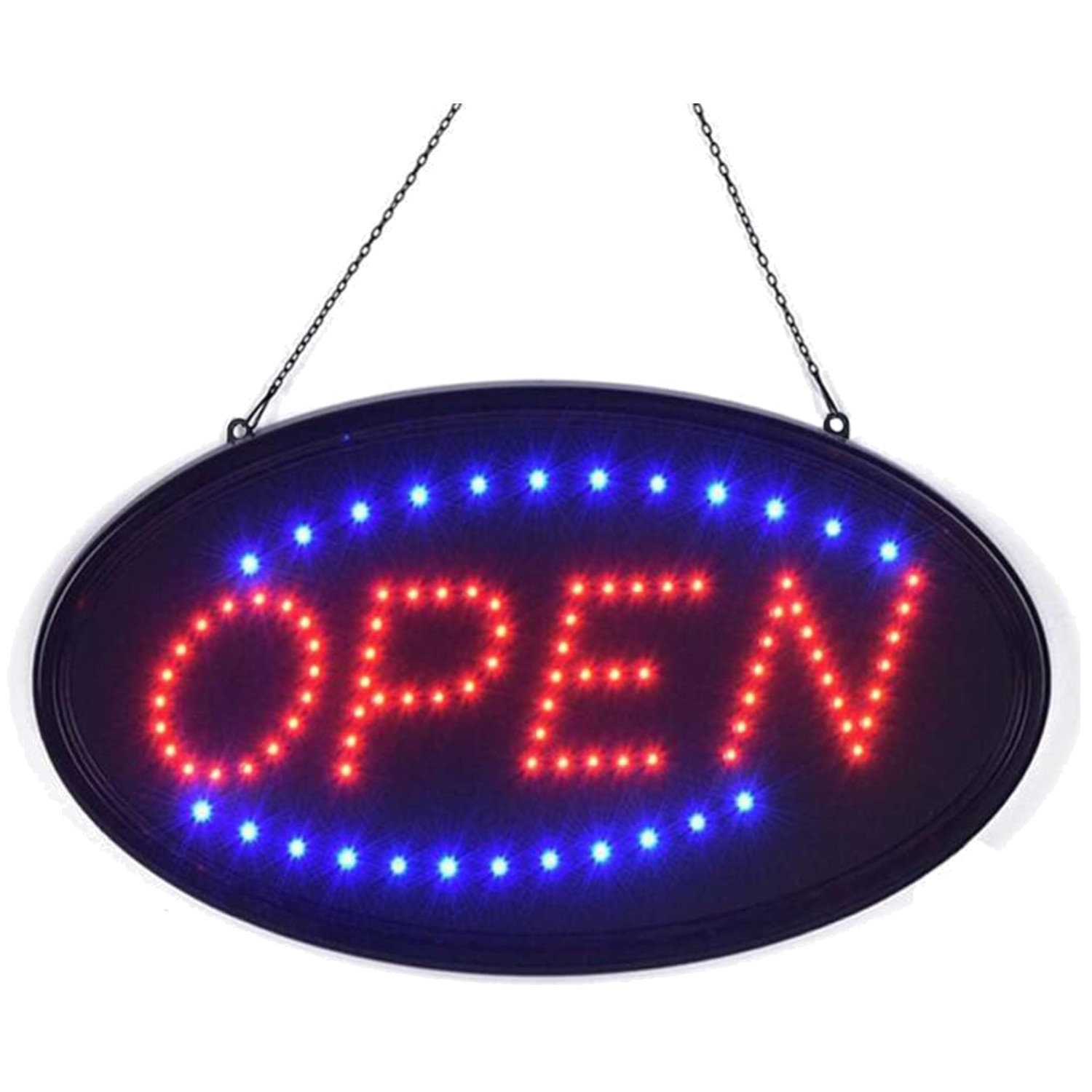 High Visibility Open Sign, 19&Prime;x10&Prime; Flashing Light
