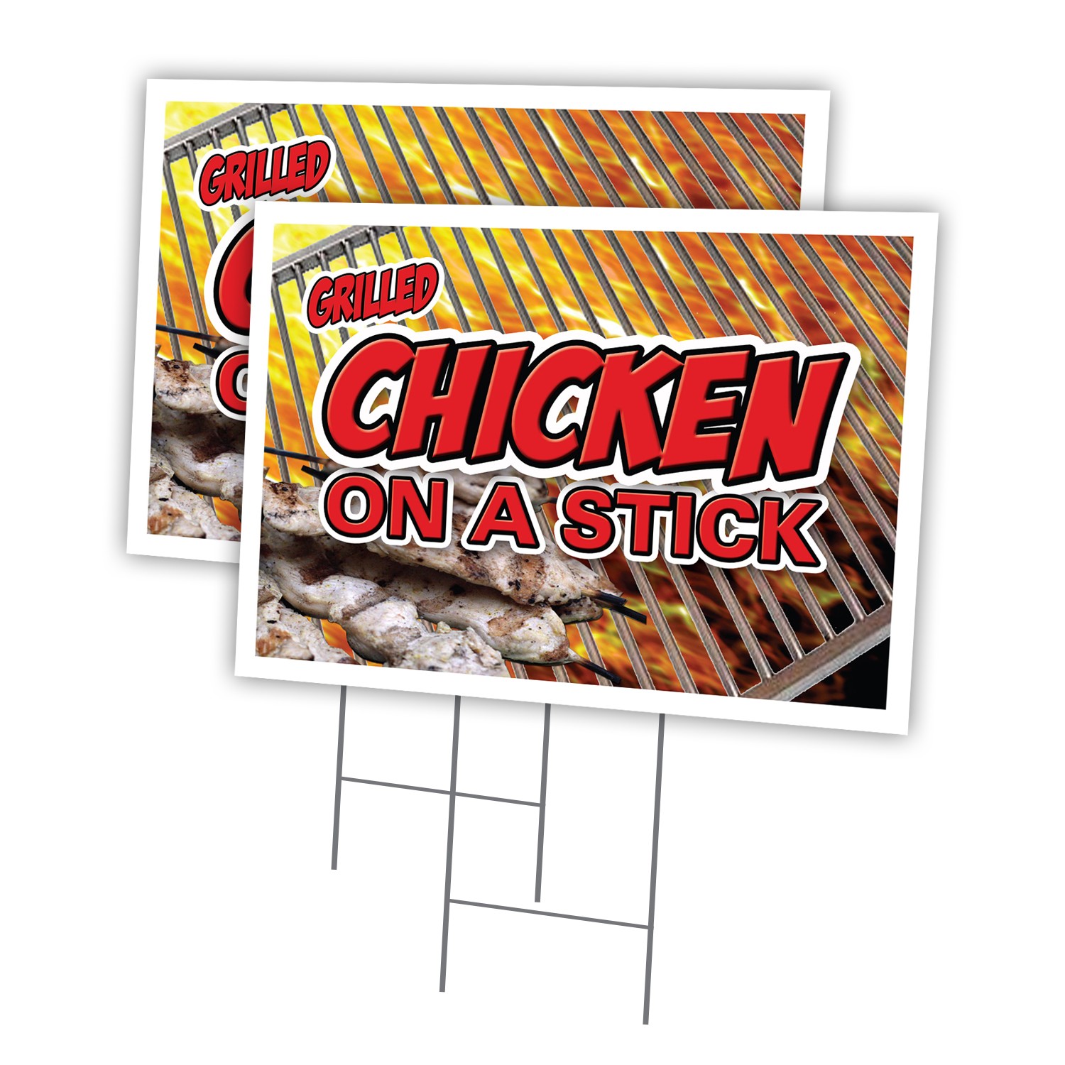 Chicken On A Stick Multi-Pack of Yard Signs & Stake plastic coroplast window