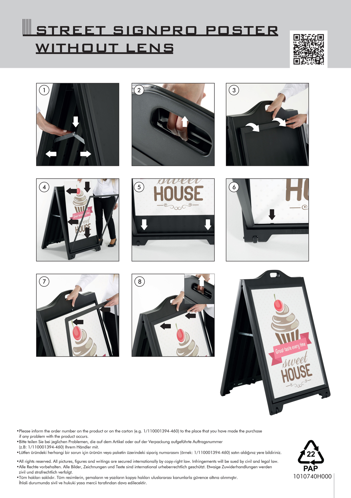 Street SignPro 24×36 A-Frame Sidewalk Portable Double Side White (Lot of 2)