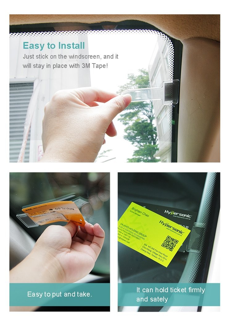 Hypersonic Car Windshield Parking Tickets Holder Transparent Auto