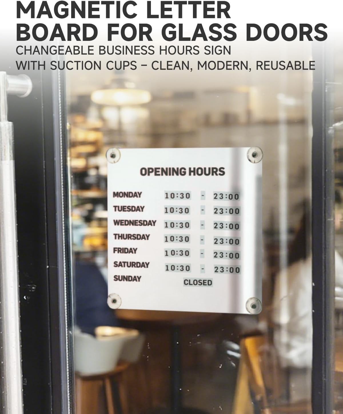 Magnetic Changeable Business Hours Sign Glass Door Storefront Communication New
