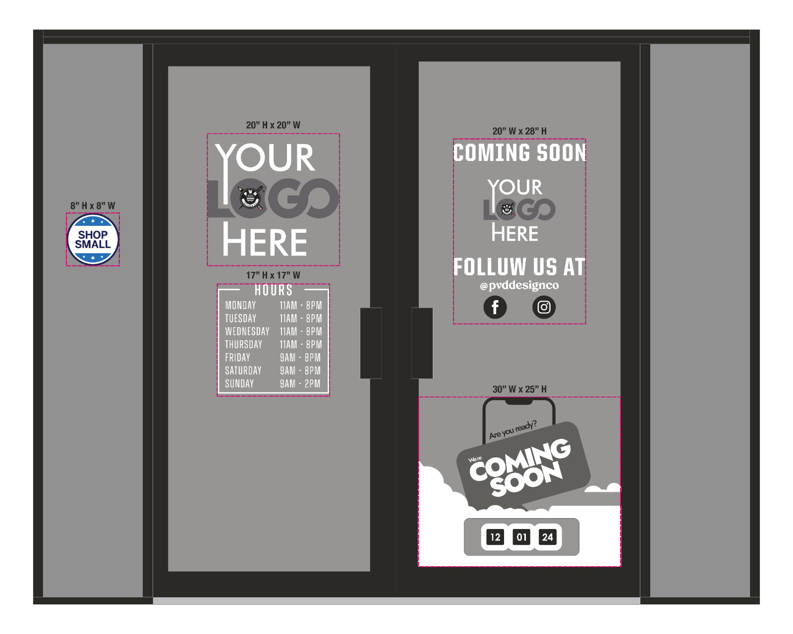 Custom Business Sign Decal | Window | Storefront | Door Decal | Hours | Logo