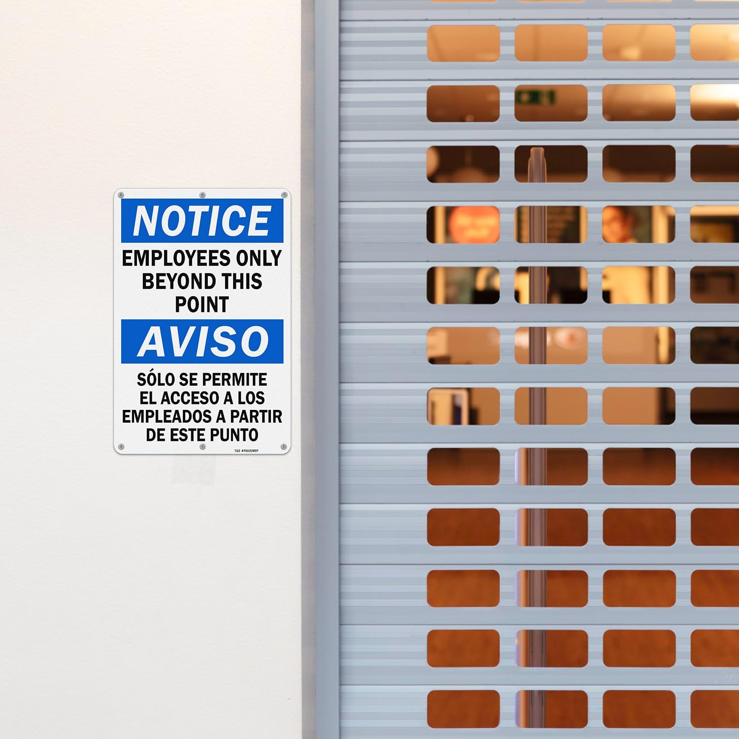 Employees Only Beyond This Point Signs – Bilingual – 2 Pack – 12 x 8 Inches R…
