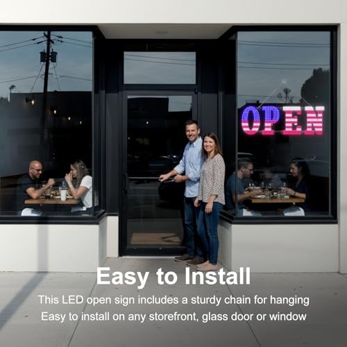 40&Prime; x 14&Prime; American Flag LED OPEN Sign with Remote Control, Dimmable Brightness,