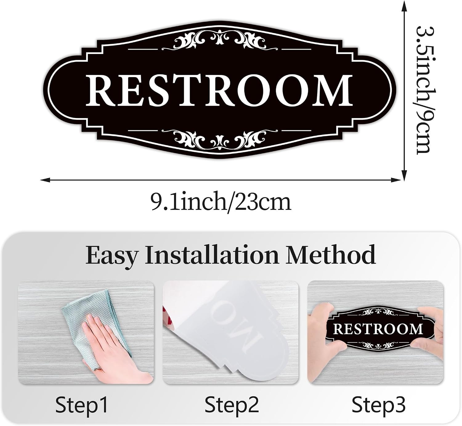 Waterproof Vinyl Unisex Bathroom Sign Sticker for Office & Home – 9&Prime; Long