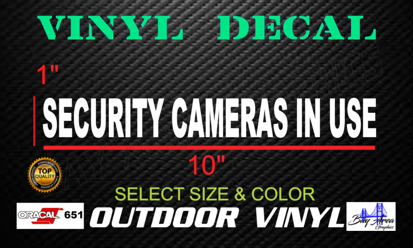 Security Cameras In Use Sticker 2 Pack Outdoor Window Vinyl Sign USA