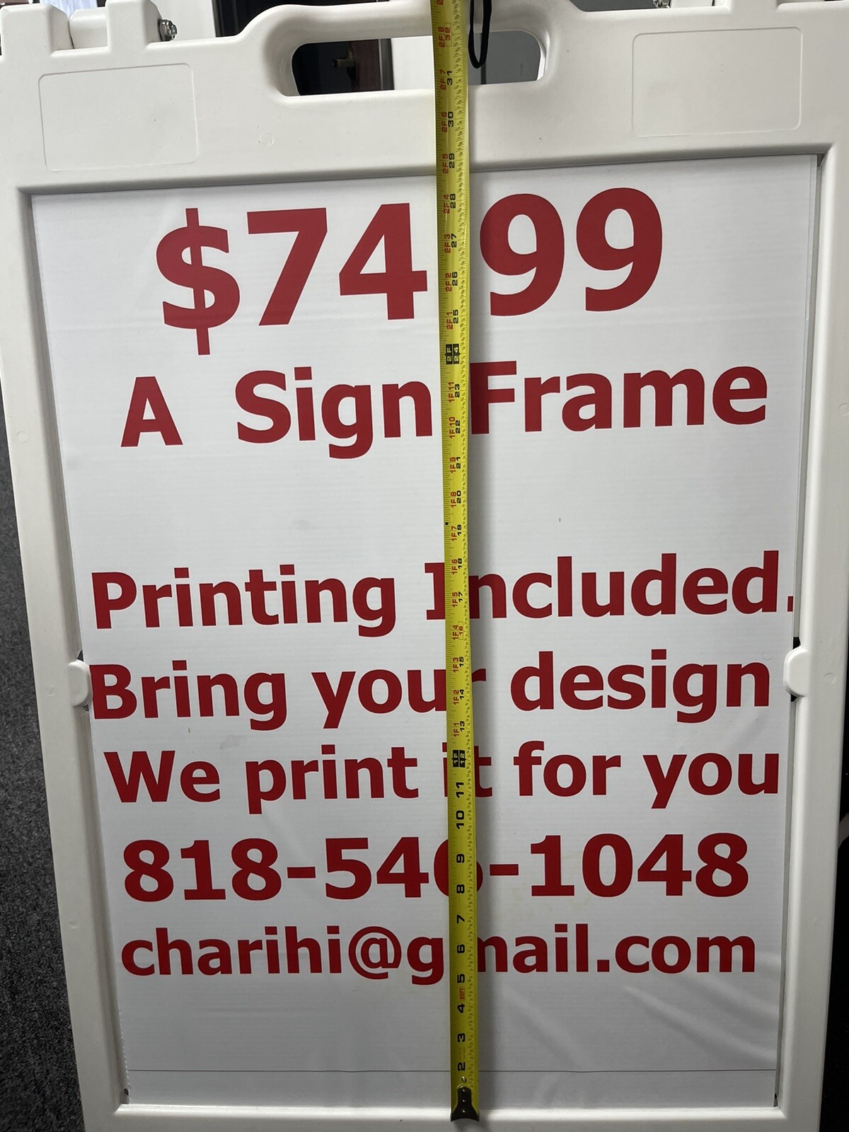 Custom REPLACEMENT SIGN A-Frame Sidewalk Sign replaceable Board 22.5&prime; X 29.5&prime;