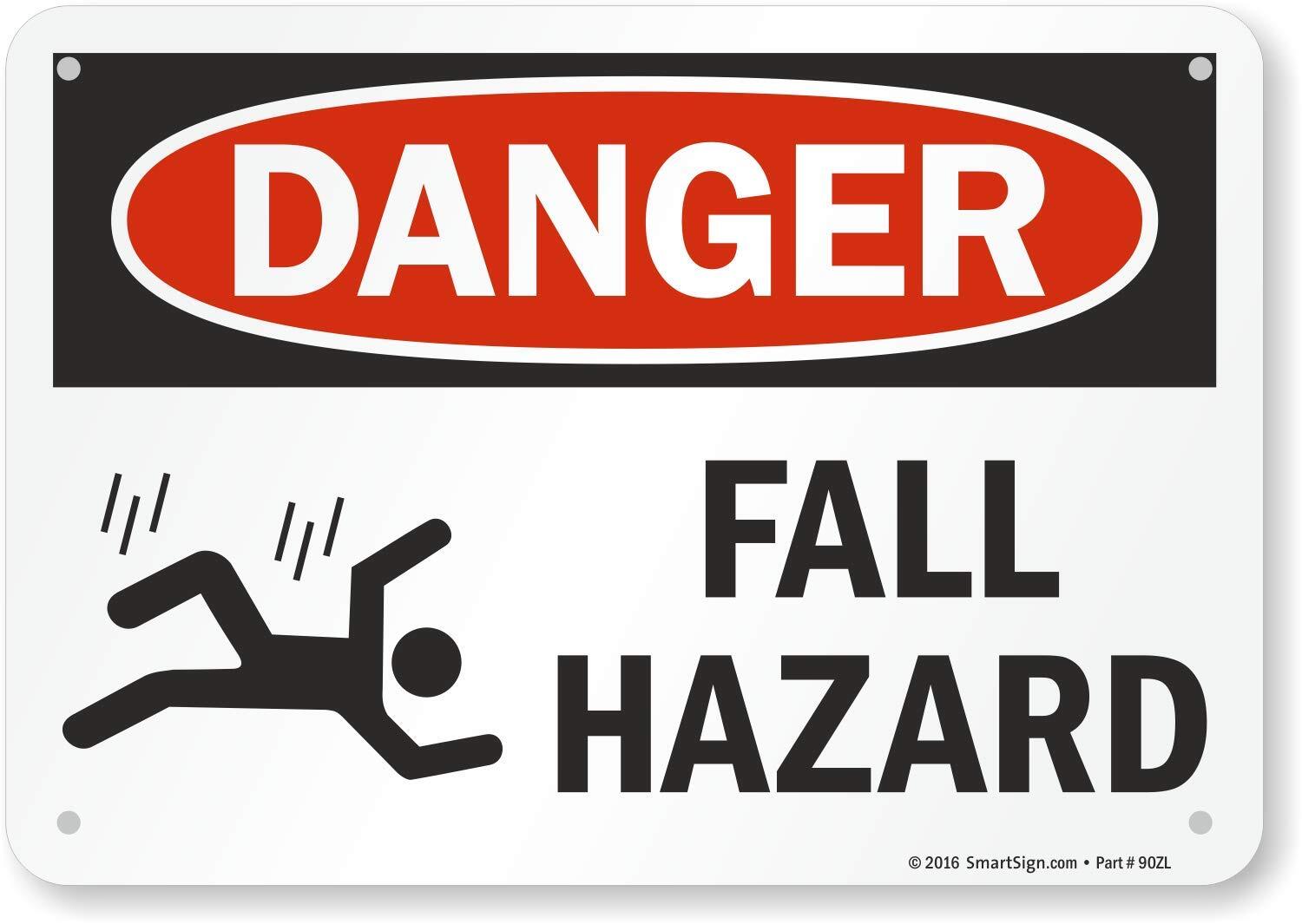 7&Prime;x10&Prime; Danger – Fall Hazard Sign OSHA Compliant Plastic Safety Sign Workplace