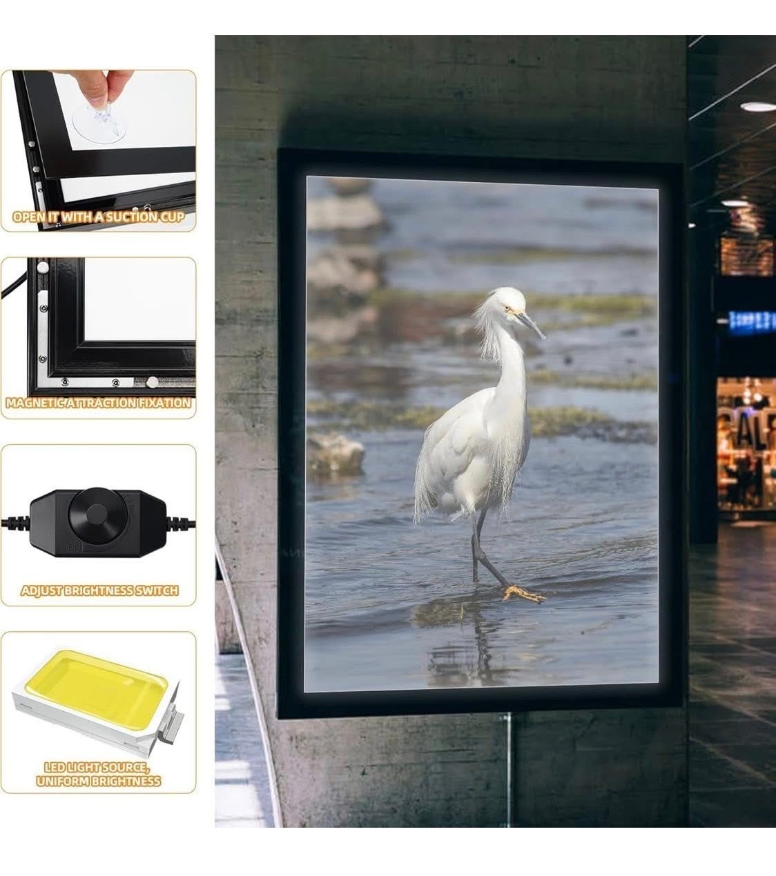24×36 Inch LED Poster Frame with Dimmer, Backlit Light Box Display Posters & Art