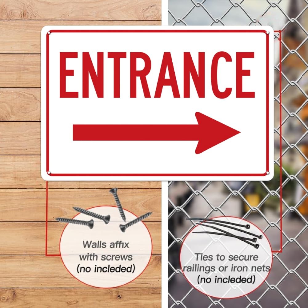 Entrance Sign With Right Arrow – 12 x 8 inch Metal Sign for Business, Office,…