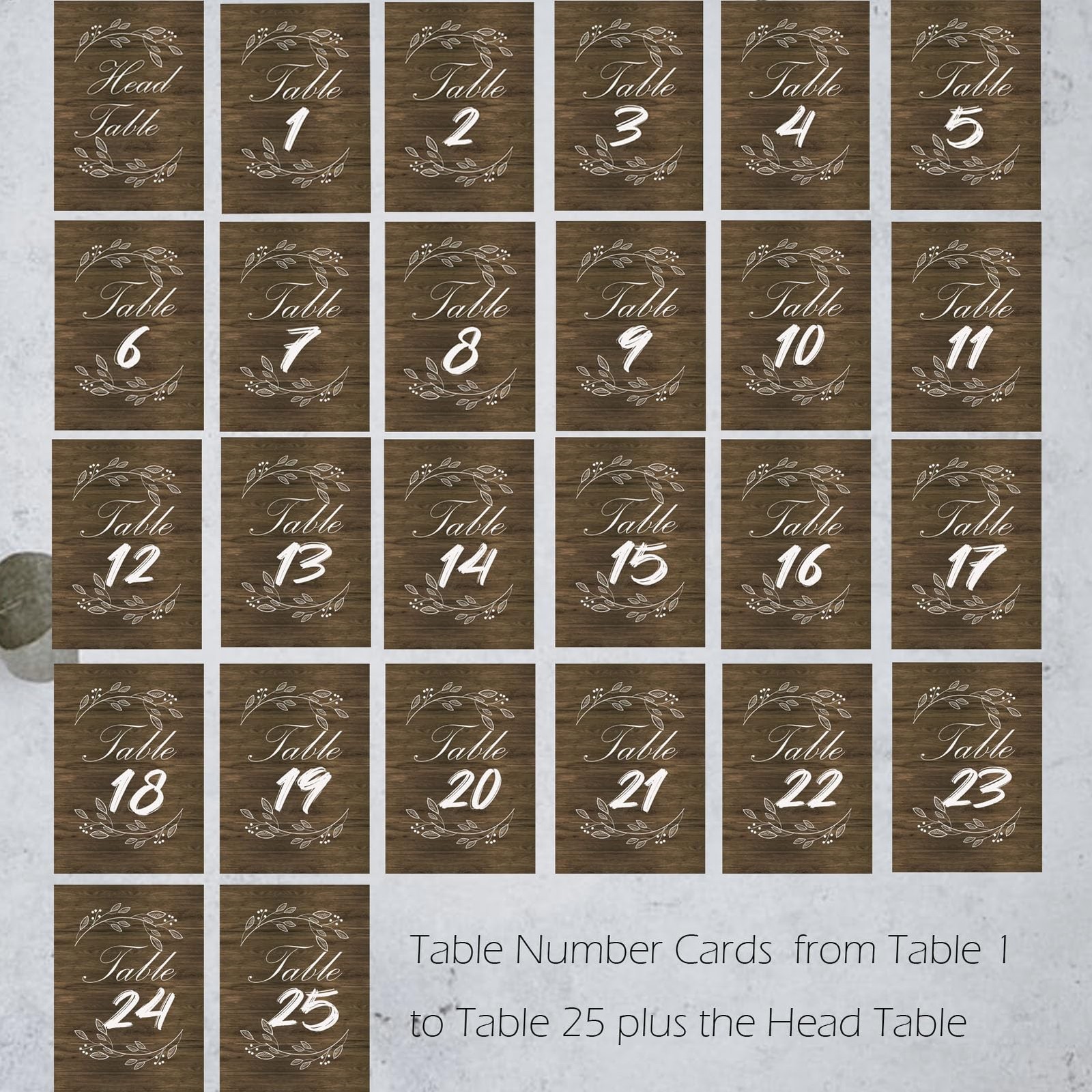 Rustic Table Number Cards 125 Wood Sign Holders Wedding Centerpiece 26 PCS