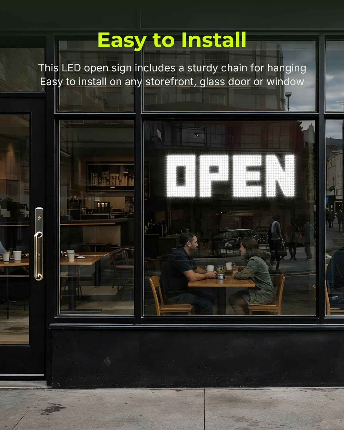 Large 43&Prime;x14&Prime; Dimmable LED Open Sign for Retail Shops & Cafes