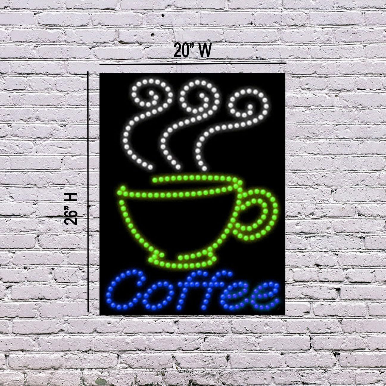 LED Coffee Sign | Light Up Sign | 26&Prime;H x 20&Prime;W x 2&Prime;D