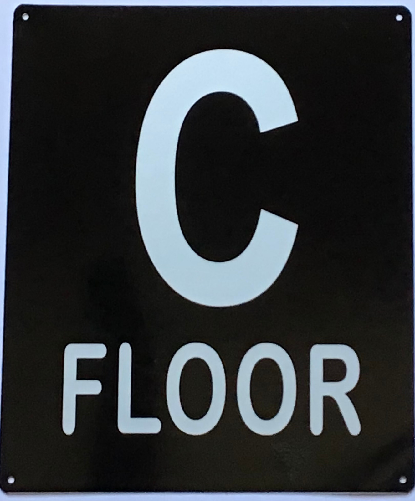 C FLOOR SIGN (10X12, Black Background, Aluminum)