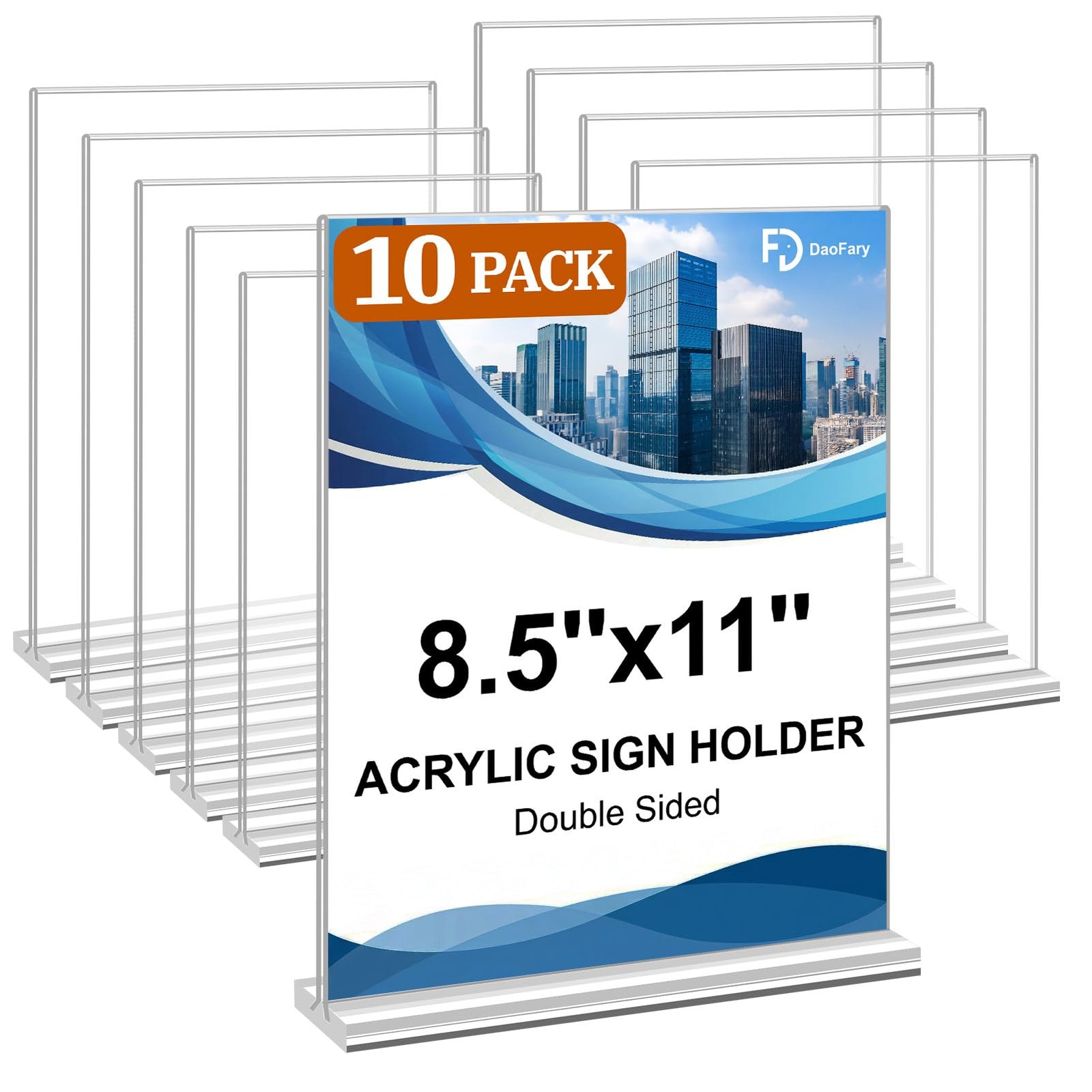 Daofary Acrylic Sign Holder 8.5 x 11 Inches 10 Pack, Double-Sided Stand clear