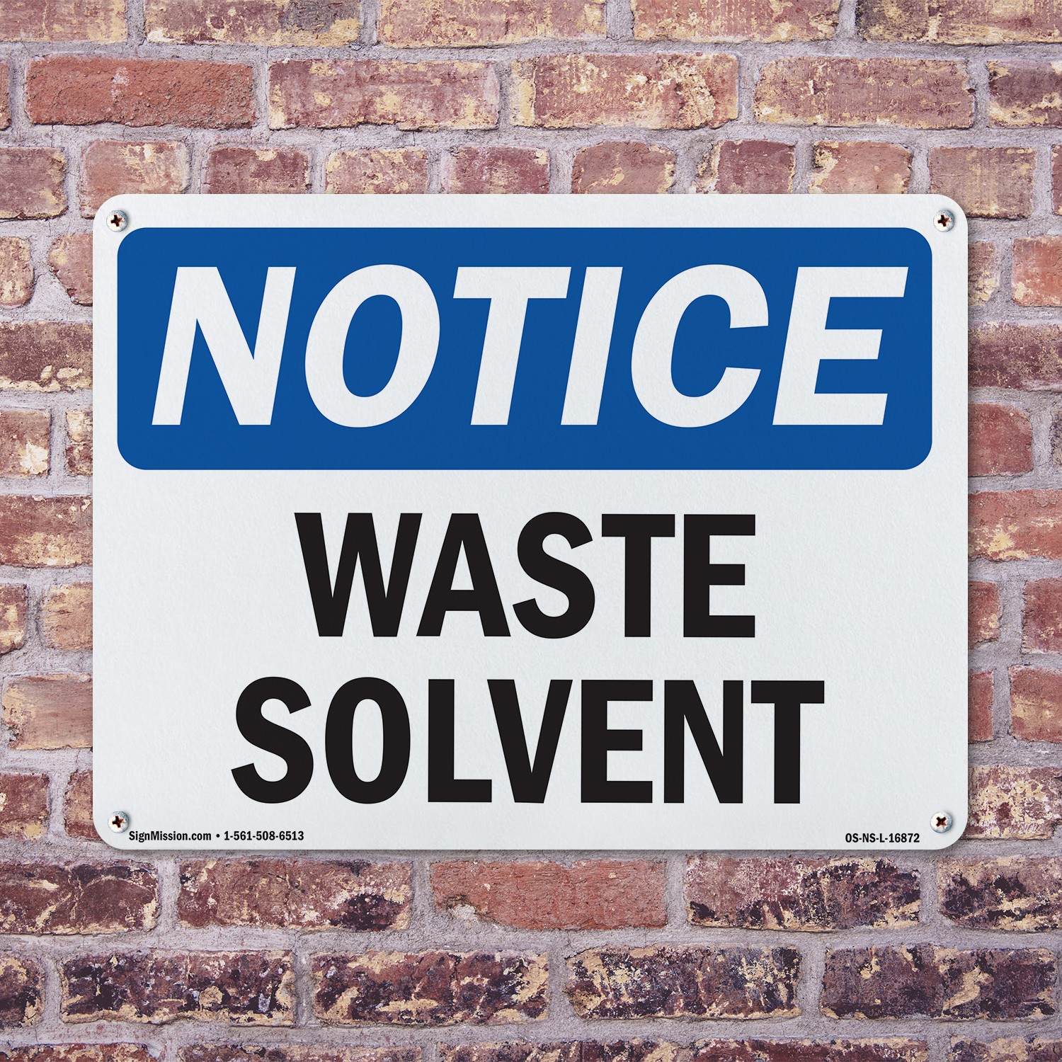 Waste Solvent OSHA Notice Sign Metal, Plastic, Or Decal – 5 or 10 Pack