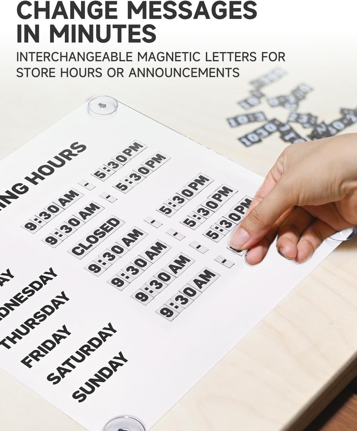 Magnetic Changeable Business Hours Sign Glass Door Storefront Communication New