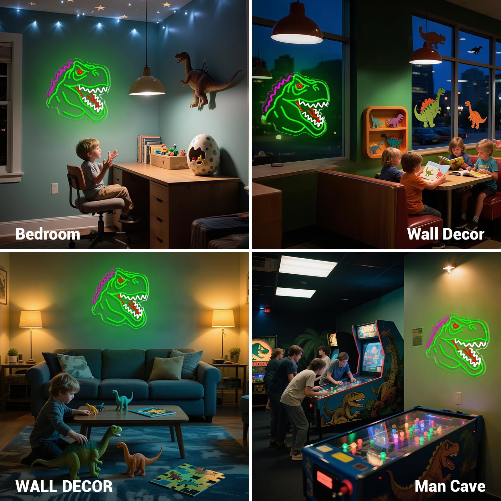 Dinosaur Neon Sign, T-Rex LED Neon Signs Light for Wall and Room Decor, USB D…